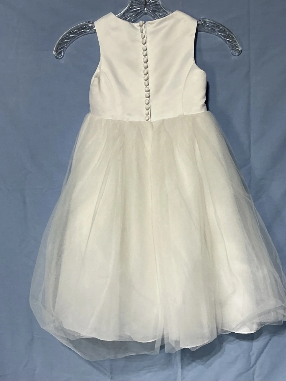David's Bridal White Girls Sleeveless Tulle Dress Sz 3 - Picture 4 of 7